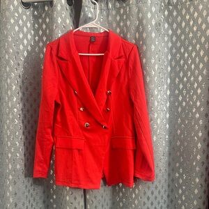 SHEIN Vibrant Red Double-Breasted Blazer